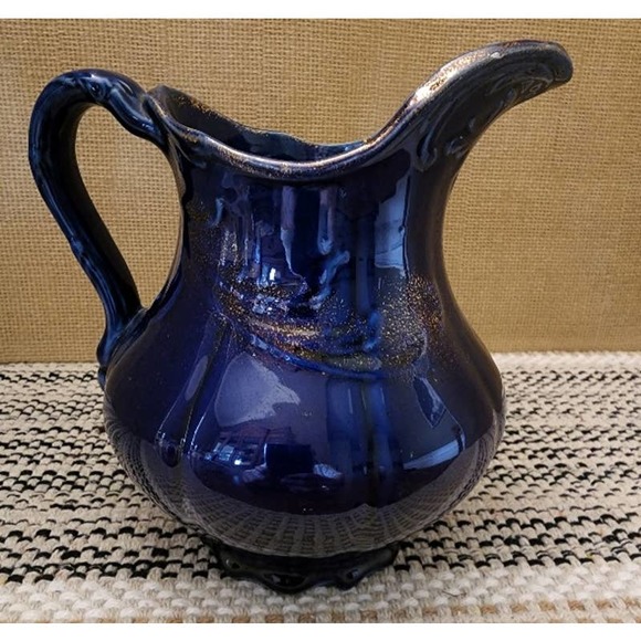 Blue handpainted pitcher - Picture 2 of 5